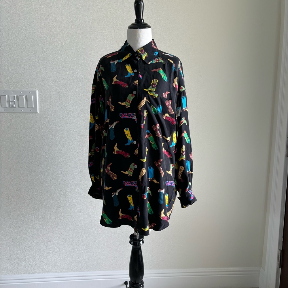 Vintage Cowboy Boot Button Up Blouse